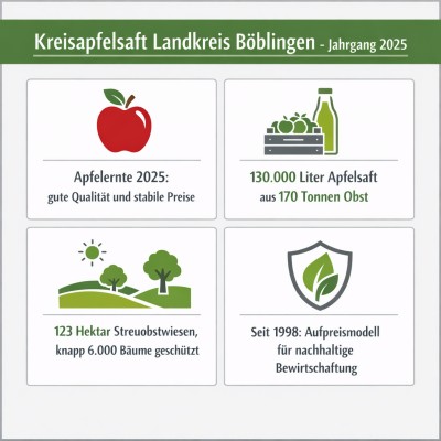 Landkreis Böblingen bringt neuen Jahrgang des Kreisapfelsafts in den Handel